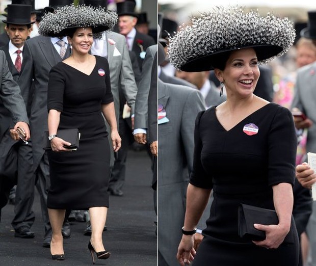 Princess Haya/Foto : emirateswoman.com Puteri Haya mengenakan dress hitam yang simpel dan chic, dipadukan dengan topi