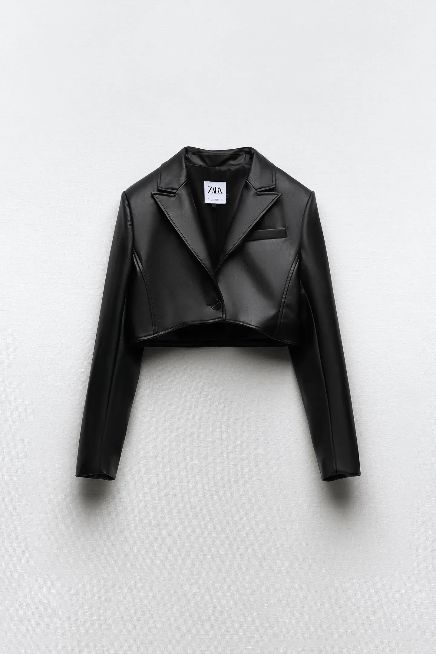 Zara - Blazer Cropped Kulit Imitasi