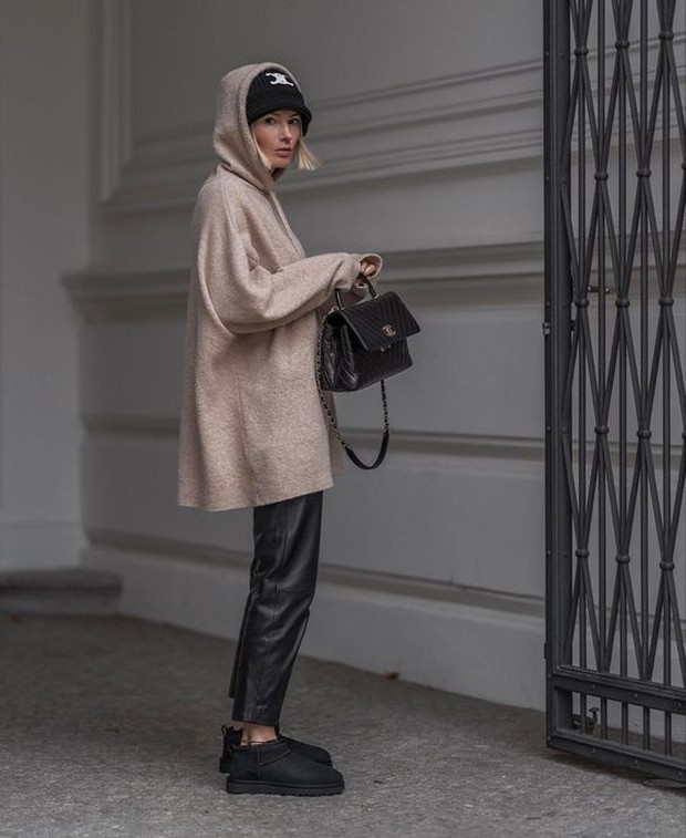 Pinterest.com/kaceyboston Pakailah Oversized Fur Hoodie + Leather Pants