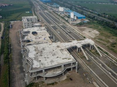 Foto Udara Pembangunan Kereta Cepat Jakarta-Bandung di Tegalluar