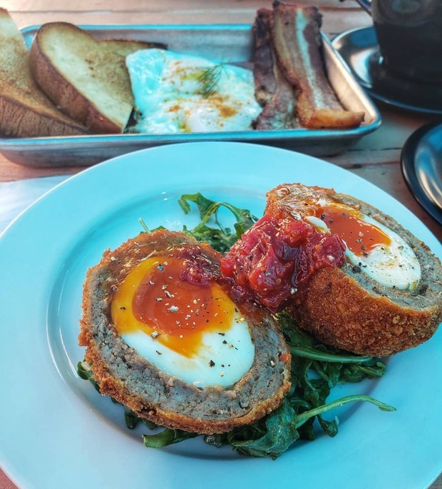 scoth egg/Foto: Scoth egg merupakan salah satu makanan uolah berbahan telur berpadu daging cincang yang berasal dari Britania Raya