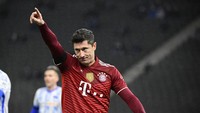 Lewandowski berikutnya, ucap Ronaldo, merujuk pada sosok Robert Lewandowski yang merupakan bomber Bayern Munich asal Polandia. Foto: AFP/TOBIAS SCHWARZ
