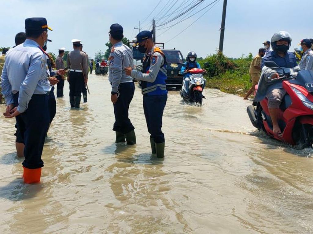 Jalur Poros yang Viral Jadi Lokasi Angon Bebek di Lamongan Masih Banjir