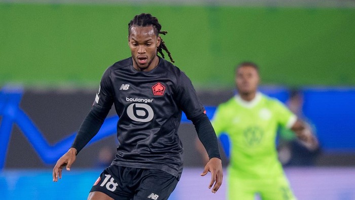 WOLFSBURG, GERMANY - DECEMBER 08: Renato Junior Luz Sanches of Lille in action during the UEFA Champions League group G match between VfL Wolfsburg and Lille OSC at Volkswagen Arena on December 08, 2021 in Wolfsburg, Germany. (Photo by Thomas Eisenhuth/Getty Images)