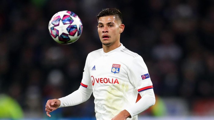 LYON, FRANCE - FEBRUARY 26: Bruno Guimaraes of Olympique Lyonnais during the UEFA Champions League round of 16 first leg match between Olympique Lyon and Juventus at Parc Olympique on February 26, 2020 in Lyon, France. (Photo by Catherine Ivill/Getty Images)