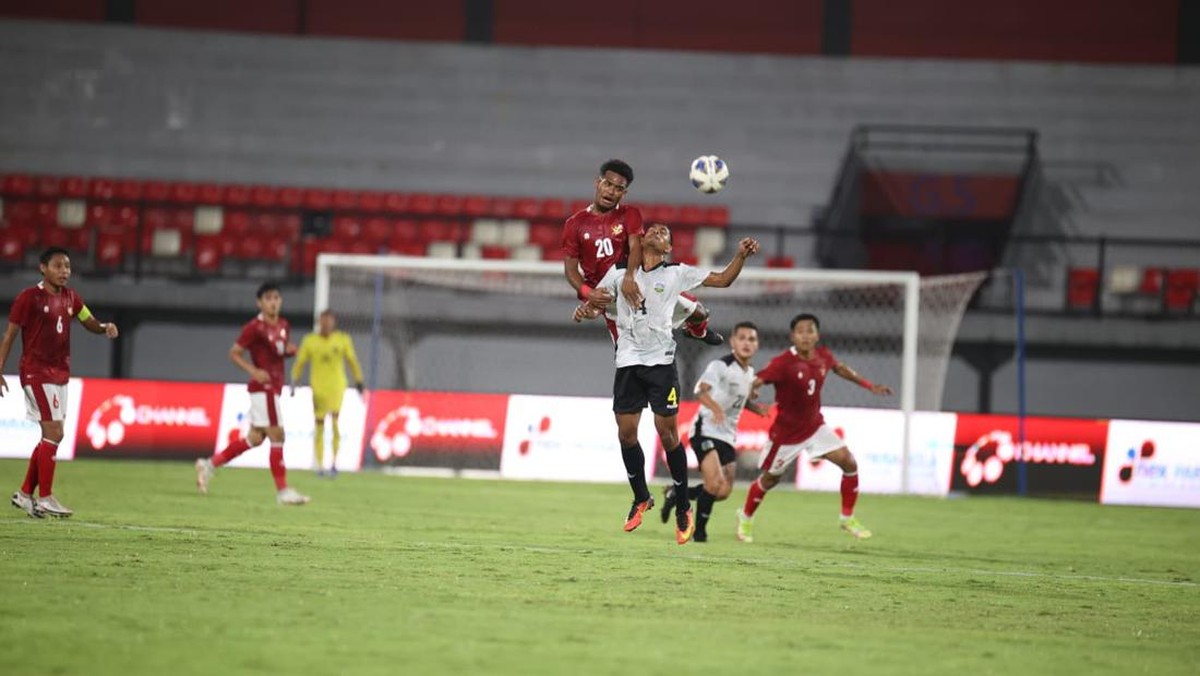 Indonesia (merah) menang 4-1 atas Timor Leste. Foto: Dok. PSSI