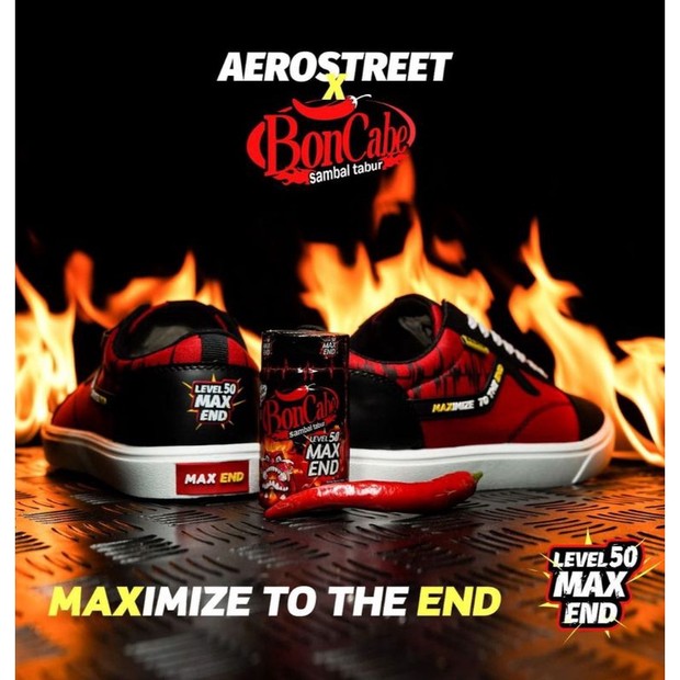 aerostreet x boncabe/Foto : instagram.com/Aerostreet aerostreet berkolaborasi dengan boncavbe menghadirkan varian baru boncabe tabur level 50 max end
