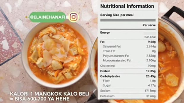 Nutrisi yang Terkandung pada Seblak Jeletot Rendah Kalori ala Elaine Hanafi