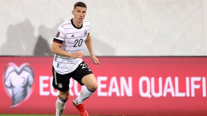 ST GALLEN, SWITZERLAND - SEPTEMBER 02: Robin Gosens of Germany runs with the ball during the 2022 FIFA World Cup Qualifier match between Liechtenstein and Germany at Kybunpark on September 02, 2021 in St Gallen, Sankt Gallen. (Photo by Alexander Hassenstein/Getty Images)