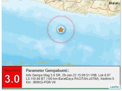 Gempa M 3.0 Guncang Pacitan