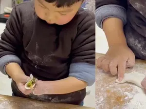 Salut! Meski Tak Punya Jari Tangan, Bocah Ini Jago Buat Pangsit 