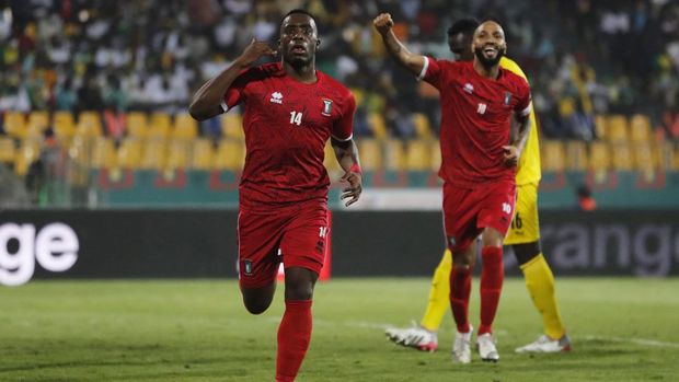 Soccer Football - Africa Cup of Nations - Quarter Final - Senegal v Equatorial Guinea - Ahmadou Ahidjo Stadium, Yaounde, Cameroon - January 30, 2022 Equatorial Guinea's Jannick Buyla celebrates scoring their first goal REUTERS/Mohamed Abd El Ghany