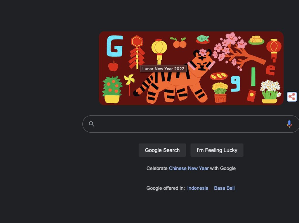 Rayakan Imlek 2022, Ada Macan di Google Doodle