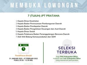 Pemkab Blitar Buka Lowongan 7 Jabatan Pimpinan Tinggi Pratama