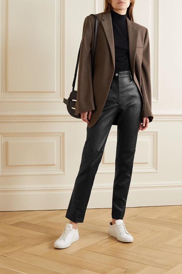 Pinterest.com/netaporter Padukan leather pants dan blazer