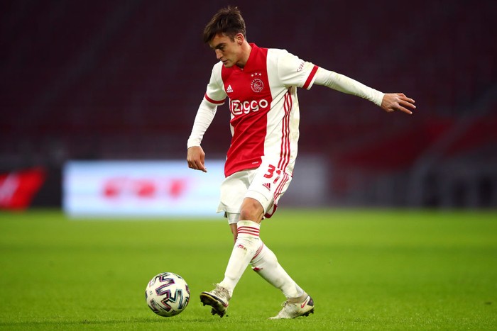 AMSTERDAM, NETHERLANDS - DECEMBER 12: Nicolas Tagliafico of Ajax in action during the Dutch Eredivisie match between Ajax and PEC Zwolle at Johan Cruijff Arena on December 12, 2020 in Amsterdam, Netherlands. (Photo by Dean Mouhtaropoulos/Getty Images)