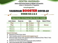 Hari Ini! Vaksin Booster Jogja di Kantor Dinas Kesehatan DIY