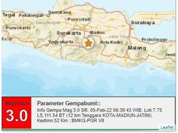 Gempa M 3.0 Tak Dirasakan Warga Kota Madiun