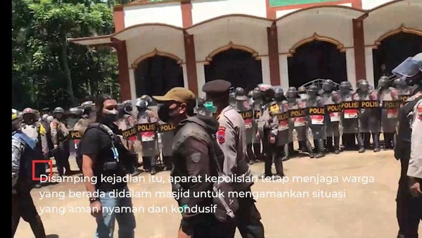 Tangkapan layar video dari Polda Jateng yang memperlihatkan pengamanan di Desa Wadas, Purworejo, Selasa (8/2/2022)