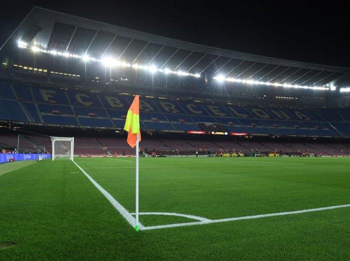 BARCELONA, SPAIN - OCTOBER 30: General view inside the stadium prior to the LaLiga Santander match between FC Barcelona and Deportivo Alaves at Camp Nou on October 30, 2021 in Barcelona, Spain. (Photo by Alex Caparros/Getty Images)