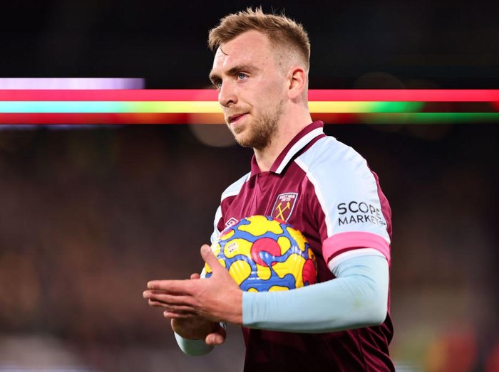 LONDON, ENGLAND - FEBRUARY 08:  Jarrod Bowen of West Ham United during the Premier League match between West Ham United and Watford at London Stadium on February 8, 2022 in London, United Kingdom. (Photo by Marc Atkins/Getty Images)