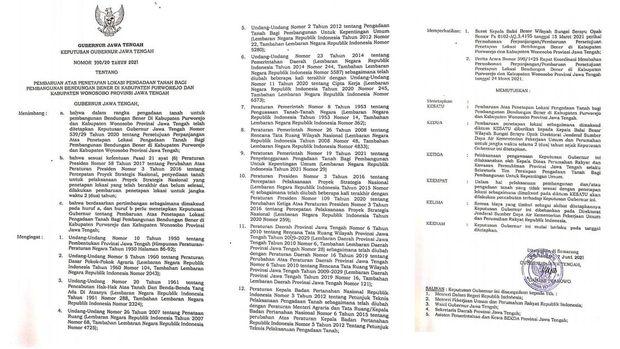 Keputusan Gubernur Jawa Tengah Tentang Pembaharuan Atas Penetapan Lokasi Pengadaan Tanah Bagi Pembangunan Bendungan Bener