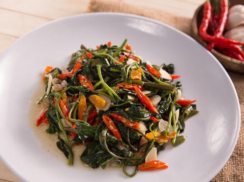 Stir fried water spinach or cah kangkung. asian indonesian food