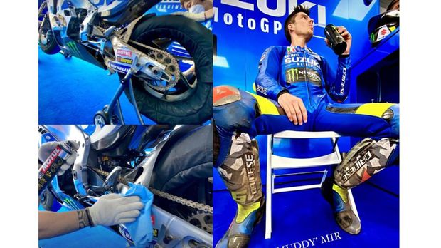 Tim Suzuki MotoGP unggah foto akibat sirkuit mandalika kotor saat tes MotoGP.  tangkapan layar @suzukimotogp