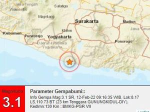 Gempa M 3,1 di Pesisir Gunungkidul