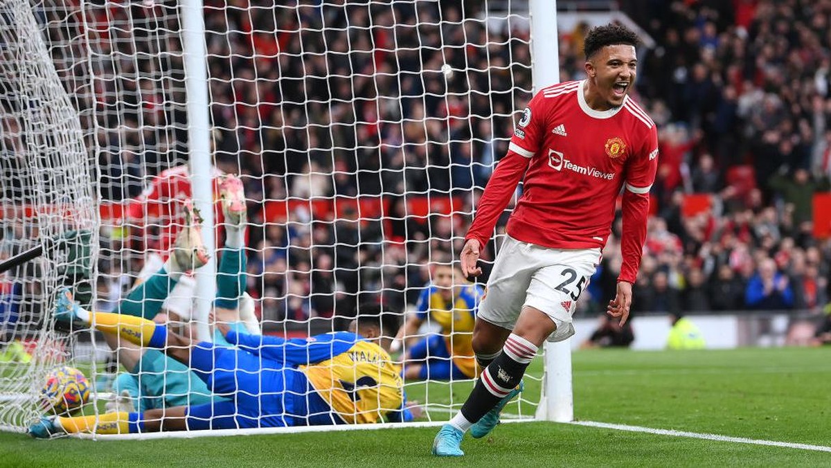 Manchester United unggul 1-0 atas Southampton berkat gol Jadon Sancho (Foto: Getty Images/Laurence Griffiths)