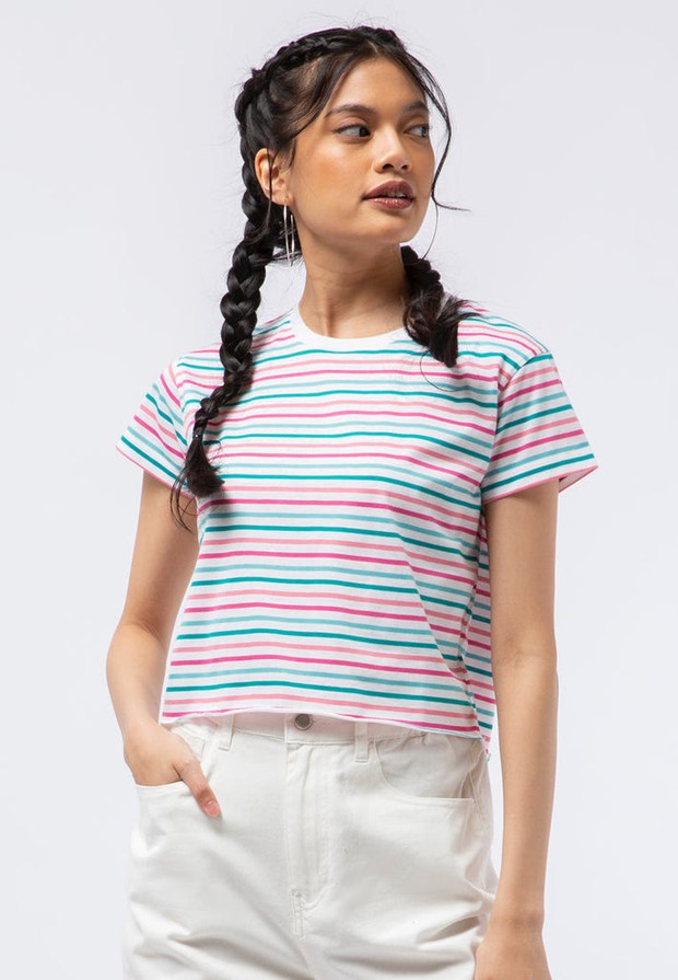 Colorbox striped crop tshirt/