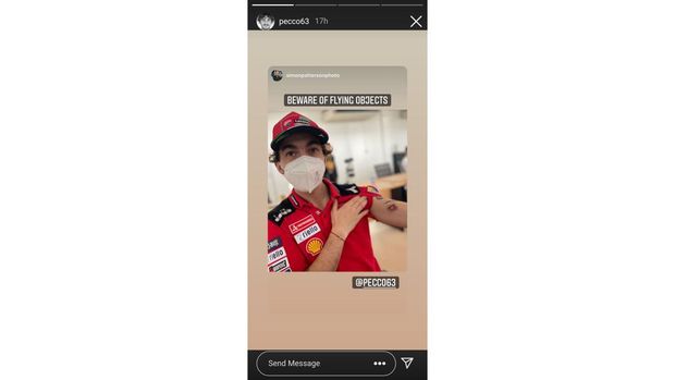 Pembalap MotoGP Francesco Bagnaia Francesco Bagnaia pamer luka memar di tes MotoGP Mandalika 2022.
