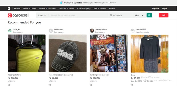 Carousell/Foto: id.carousell.com Situs penjualan barang preloved