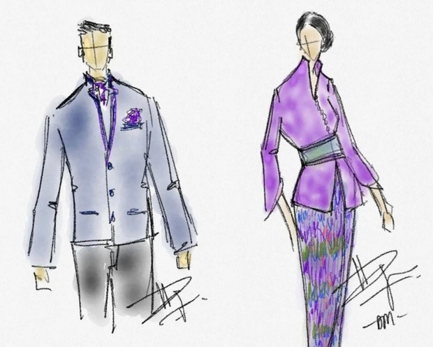 Sketsa seragam Garuda Indonesia oleh Didiet Maulana/