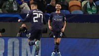 Man City menutup babak pertama dengan skor 4-0 berkat gol kedua Bernardo Silva pada menit ke-44. AP Photo/Armando Franca.