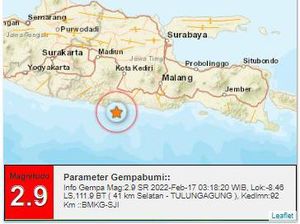Gempa Guncang Tulungagung Bermagnitudo 2.9 Gempa Guncang Tulungagung Bermagnitudo 2.9