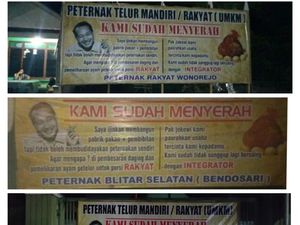 Peternak Ayam Layer di Blitar Keluhkan Nasibnya Lewat Banner