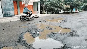 Jalan Provinsi di Cianjur Ini Menahun Rusak hingga Ditanami Pisang