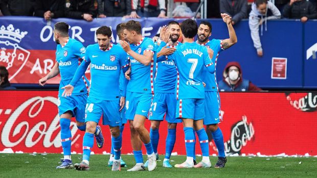PAMPLONA, SPAIN - FEBRUARY 19: Joao Felix of Club Atletico de Madrid celebrates after scoring goal during the LaLiga Santander match between CA Osasuna and Club Atletico de Madrid at Estadio El Sadar on February 19, 2022 in Pamplona, Spain. (Photo by Juan Manuel Serrano Arce/Getty Images)