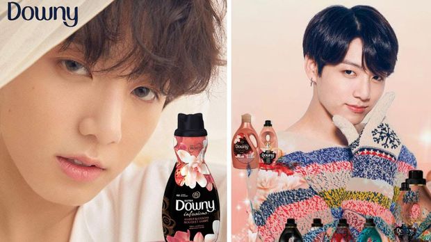 Jungkook BTS memakai pelembut pakaian dari Downy