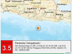 Gempa Kembali Guncang Pacitan, Kali Ini Kekuatannya 3,5 M