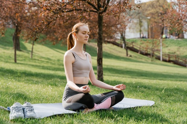 The sitting position in meditation can be done by sitting cross-legged with a straight spine