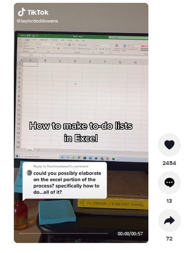 Membuatt to do list di excel/ Foto: Tiktok.com/taylor.doddowens Membuatt to do list di excel/ Foto: Tiktok.com/taylor.doddowens