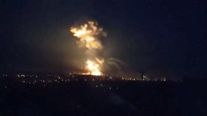 View of an explosion, after Russian President Vladimir Putin authorized a military operation in eastern Ukraine, near Dnipro, Ukraine February 24, 2022 in this still image from video obtained by REUTERS ATTENTION EDITORS - THIS IMAGE HAS BEEN SUPPLIED BY A THIRD PARTY. NO RESALES. NO ARCHIVES