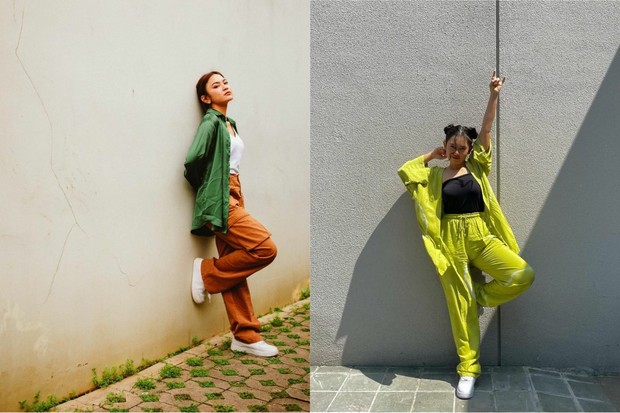 Outfit outer/instagram.com Gaya Ziva dan Mahalini mengenakan outer berwarna hijau.