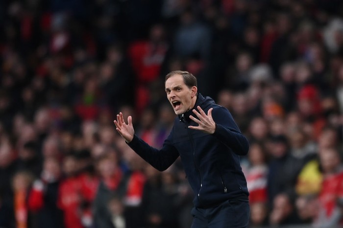 LONDON, ENGLAND - FEBRUARY 27: Thomas Tuchel, Manager of Chelsea reacts during the Carabao Cup Final match between Chelsea and Liverpool at Wembley Stadium on February 27, 2022 in London, England. (Photo by Michael Regan/Getty Images)