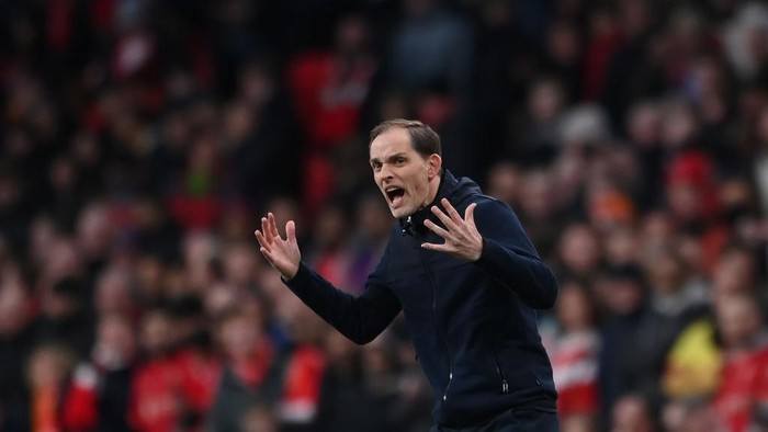 LONDON, ENGLAND - FEBRUARY 27: Thomas Tuchel, Manager of Chelsea reacts during the Carabao Cup Final match between Chelsea and Liverpool at Wembley Stadium on February 27, 2022 in London, England. (Photo by Michael Regan/Getty Images)