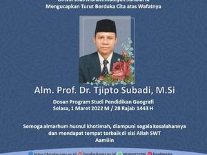 Guru Besar Pendidikan Geografi UMS Prof Dr Tjipto Subadi Meninggal