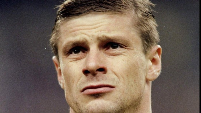 27 Mar 1999: Portrait of Oleh Luzhnyi lining up for the Ukraine against France in the European Championship qualifier at the Stade de France in St Denis. \ Mandatory Credit: Chris Lobina /Allsport