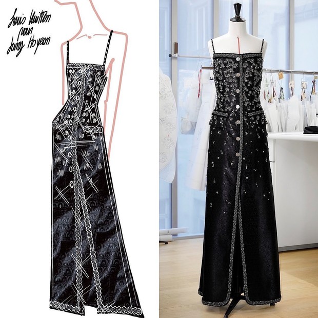 Jung Ho Yeon's dress at the SAG Awards from Louis Vuitton